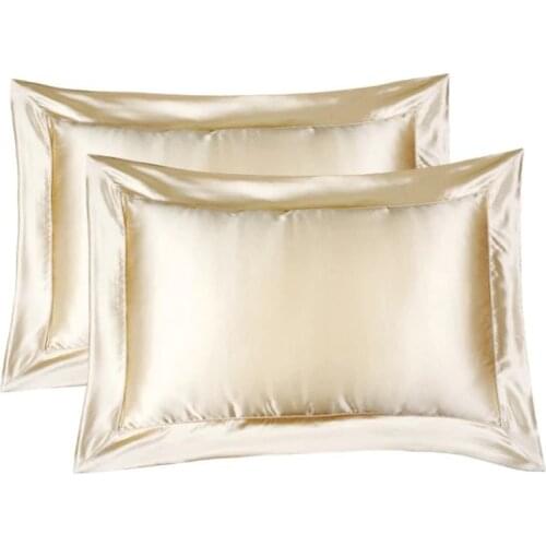 100% Mulberry Silk 25 mm Ivory Beige Champagne Purple Blue Colors Double Silk 74 x 48 cm Luxury Pillowcases 2 Pieces on sale