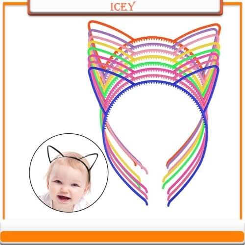 12pcs Sexy Cat Ear Headbands Women Hair Hoop Headwear Animal Hairbands Plastic ABS Hair Accessories For Children Birthday Party