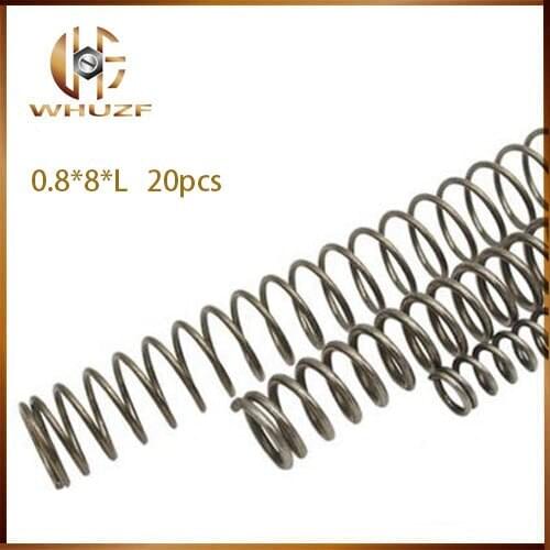 20pcs 0.8*8*L 304 stainless steel compression spring non-corrosive tension spring surface passivated extension springs