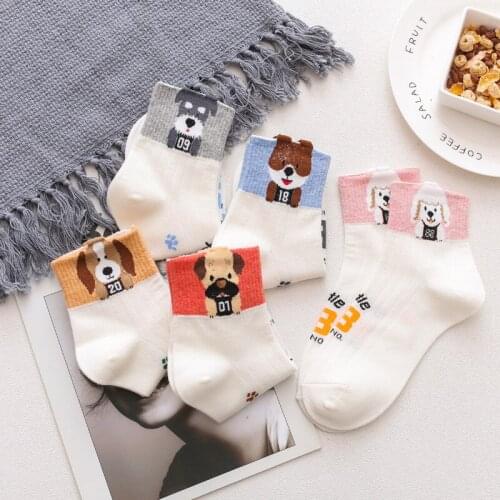 200pairs/lot women new fashion cotton cute cartoon dog print sock
