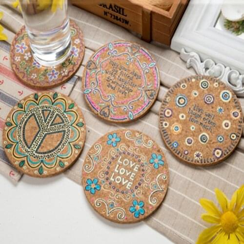 4Pcs Round Heat Insulation Drink Coasters Table Placemat Nordic Style Natural Cork Cup Mat Table Mat Tabletop Decor