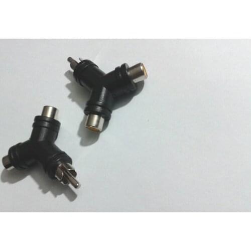 50PCS Y Adapter 2 RCA Female to 1 RCA Male Jack CONNECTOR New