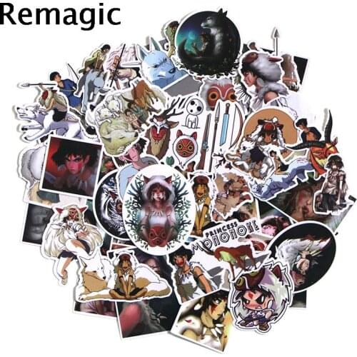 52pcs Princess Mononoke Children Stickers Skateboard Guitar Suitcase Girls Waterproof scrapbooking Sticker Kids Graffiti Toys