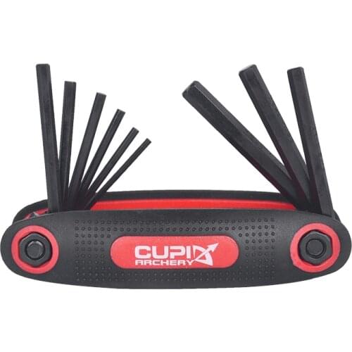 9 Piece Folding Allen Hex Key Ring Wrench Set English Tool for Bow Archery Hunting Shooting