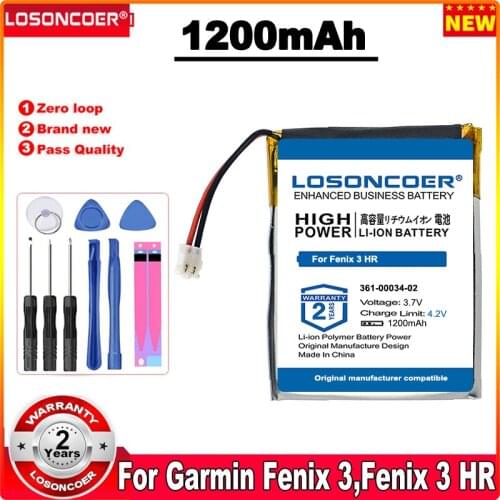 800mAh 361-00034-02 For Garmin Fenix 3,Fenix 3 HR Fenix3 3F GPS sports watch FLPB342735-P1 Replacement Battery