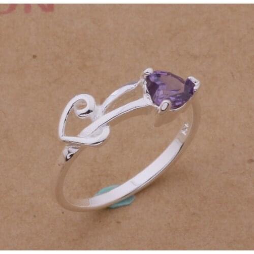 AR110 Fashion Jewelry Silver Color Gifts Popular Rings For Women Purple Heart With Heart /afyaixfa Awqajnxa