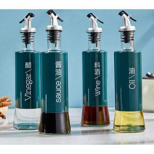 Stainless steel oil bottle glass container spices organizer kitchen seasoning container sauce vinegar bottle oil dispenser