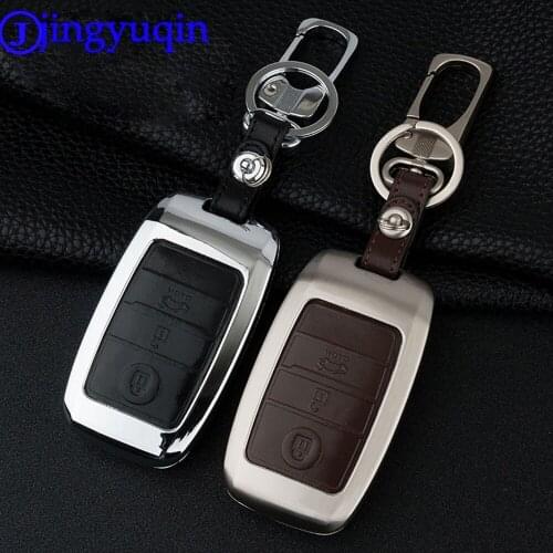 Remote 3 Buttons Zinc Alloy+Leather Key Chain Cover Case Key Case For Kia Rio Sorento Cerato K3 Forte Rio5 Optima Smart Key