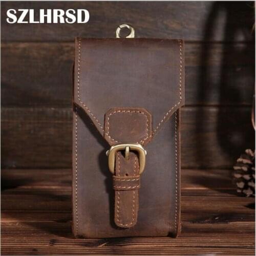 Genuine Leather Mobile Phone Cover Case Pocket Hip Belt Pack Waist Bag Father Gift for Xiaomi Mi A1 Mi8 6X Redmi 6A 6pro Note 5