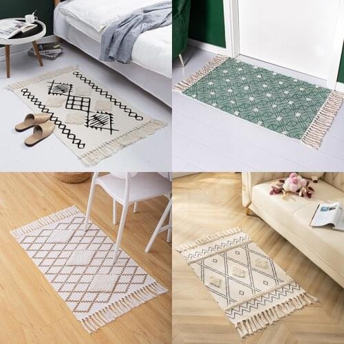 Japanese-style Wood Floor Rug Carpet Non-slip Antifouling Floor Mat Tassel Woven For Living Room Bedroom Parlor Door Decor