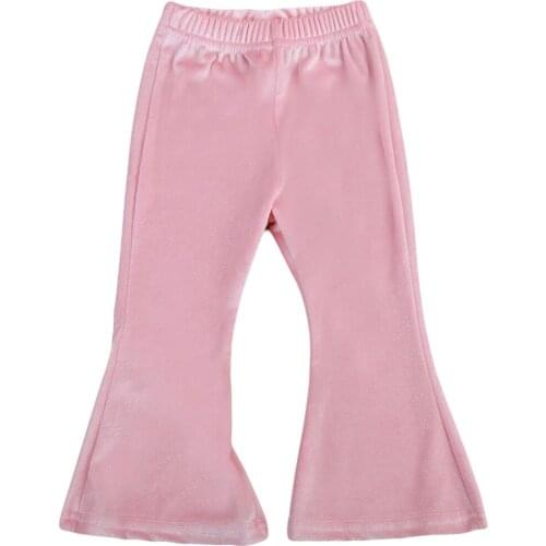 Pudcoco Infant Baby Girl Pant Toddler Girl Bell Bottom Boot Cut Boho Pant Kid Girls Pleuche Solid Flare Pant Long Trousers NEW