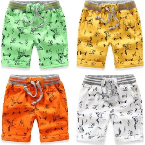 Cartoon Printed Horse Summer Boys Shorts Breathable Linen 100% Cotton Children Shorts For Girls 2-7 Years Kids Clothes