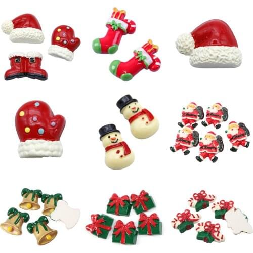 Halloween Christmas Santa 3d Resin Acrylic Flatback Cabochon Scrapbook Kawaii DIY Bows Embellishments Accessories,1Yc2572
