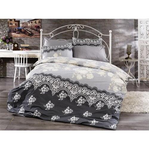 Elegance Double Cotton Duvet Cover Set Made in Turkey Queen Size European Style 4 pcs