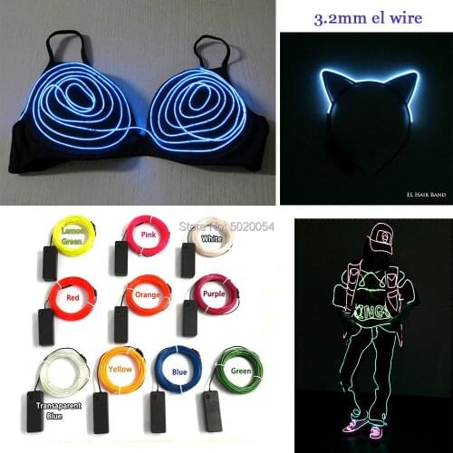 3V Controller 10M Long Flexible Neon Light Glow EL Wire Rope tape Cable Glow Strip Waterproof Neon Lamp