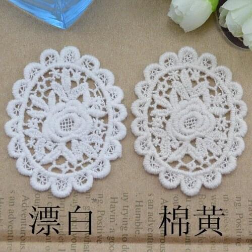 20pcs Wholesale Cotton Heart Oval Flower Lace Applique Trim For Garment Accessories Decoration Sew On Guipure Lace Fabric
