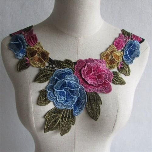 Exquisite Flower Embroidery Lace Collar Sewing Applique Lace Neckline DIY Tulle Fabric Craft Decoration Clothing Accessories
