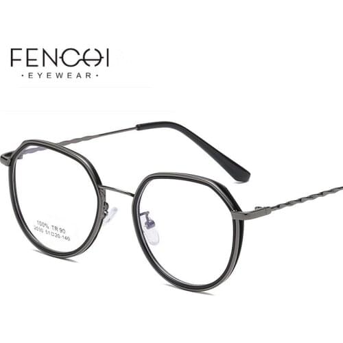 FENCHI TR90 Metal Computer Glasses Frame Men Women Vintage Prescription Eyeglasses Retro Rose Gold Optical Frame Round Eyewear