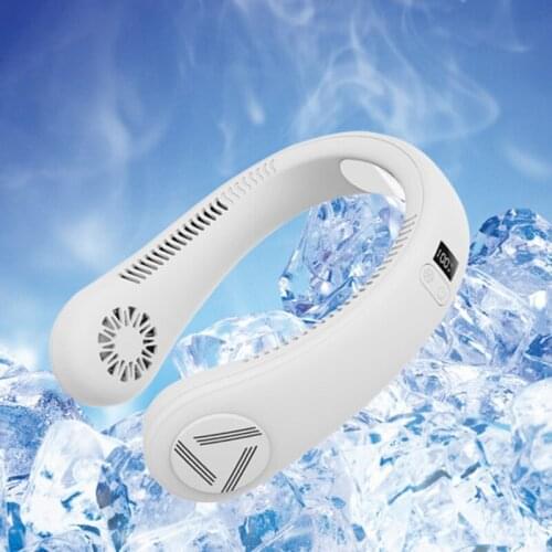Mini Bladeless Fan Neck Fan 4000MAh USB Rechargeable Sports Fans Personal Air Cooler for Home Outdoor -Random Color