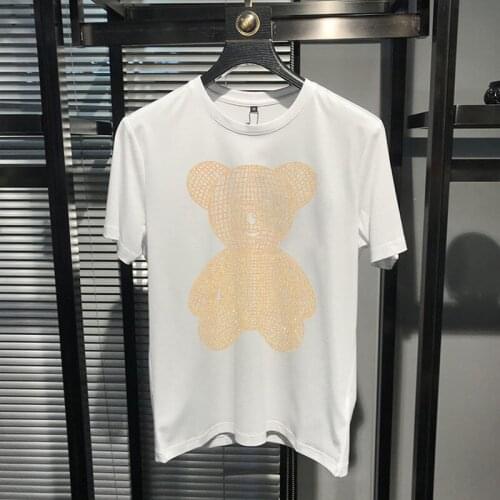 Summer Item Top Quality Short Sleeve And Size M-5XL New Fashion Diamond Design Pattern Men T-Shirt