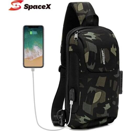 Mens Anti-theft Chest Bags Multifunction Shoulder Sling Bag For Men And Women USB Crossbody Bags Waterproof Camouflage 2021 New