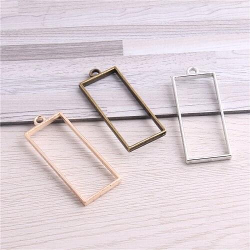 20pcs 20*49mm Alloy jewelry setting accessories rectangle hollow glue blank pendant tray bezel charms DIY Handmade Craft 12C43