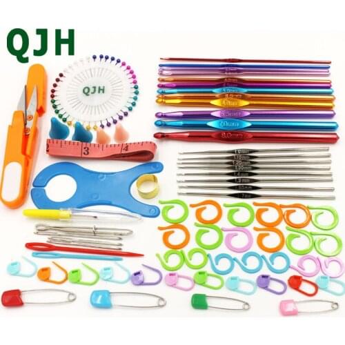QJH Home Use Sewing Tool Set 68 Sizes Crochet Hooks Needles Stitches Knitting Craft Case Crochet Set Case Crochet Set With Case