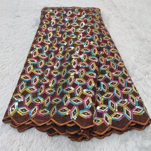 Latest African Lace Fabric High Quality French Net Embroidery Sequins Tulle Lace Fabric For Nigerian Party Dress HZ1126