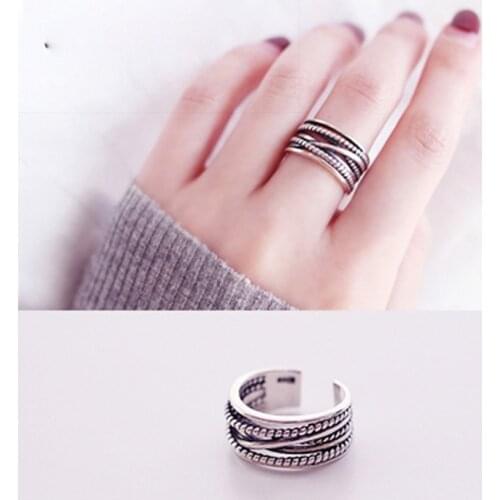 New fashion Women Multi Layer Irregular Twisting Retro Opening Adjustable Ring Wide Finger Cuff Ring B0069