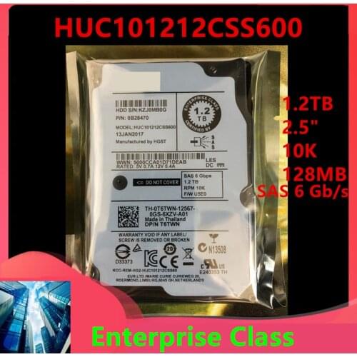 New HDD For Dell Brand 1.2TB 2.5" 10K 128MB SAS 6 Gb/s For Internal Hard Disk For Enterprise Class HDD For HUC101212CSS600