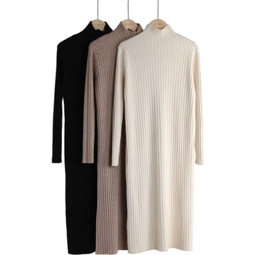 Autumn Winter Maternity Sweater Dress Elastic Knitted Pregnancy Clothes Female Pregnancy Dresses Warm Long Maternity Gown Women