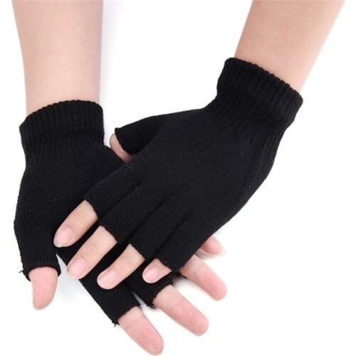 1pair Women Men Fingerless Gloves Mitten Knitted Autumn Winter Touch Screen Crochet Half-Fingers Adult Warm Winter