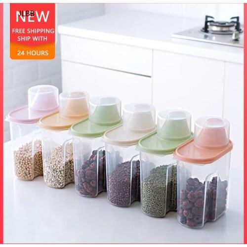 Plastic Food Storage Box Multigrain Jar Transparent Reserve Fresh-Keeping Sealed Container Large Household Kitchen Supplies