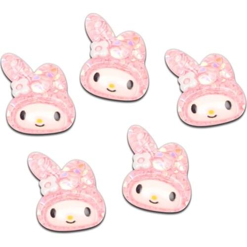 20x19mm Resin Mixed Glitter Rabbit Girl Shape Decoration Crafts Flatback Cabochon Embellishments Scrapbooking DIY Accessories