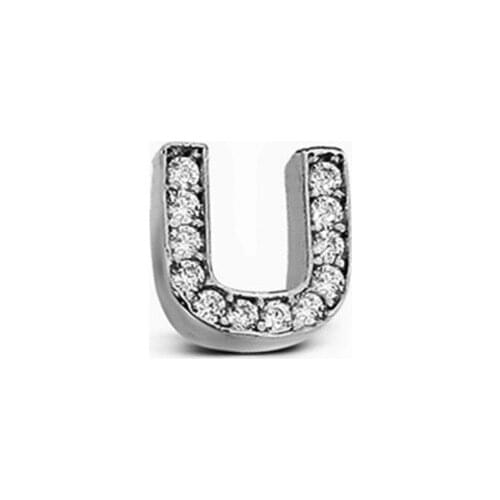 Argentum Concept- U Letter Studded Silver Single Earrings-K078701