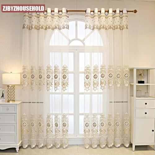 New Style Curtains European Atmospheric Water-soluble Embossed Embroidered Curtains for Living Dining Room Bedroom