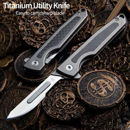 Titanium alloy folding knife multifunctional emergency medical EDC portable outdoor self-defense knife pocket clip knife