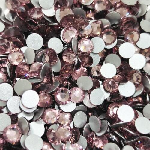 Lt Amethyst All Size glass crystal FlatBack Non HotFix Strass glue on Fabric Garment Rhinestone Nail Art Stone