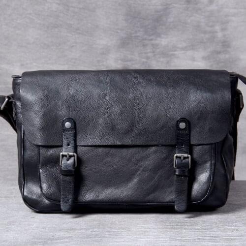 Genuine Leather Men Bag Casual Business Man Shoulder Crossbody Bags Cowhide Large Capacity Top Layer Leather Travel Message Bag
