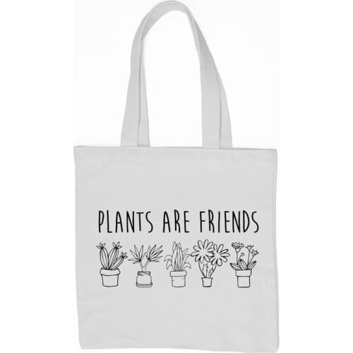 Plants Are Friends Tote Bag cute graphic women fashion Canvas bag shopping bags Travel bag Cosmetic bag handbag with zipper