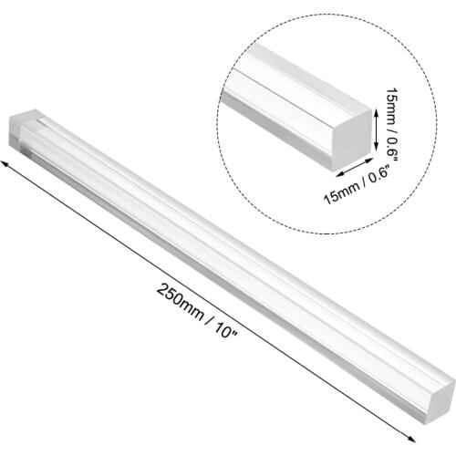 Uxcell 1Pcs 0.6" x 0.6" x 10" Clear Acrylic Plexiglass Rod Square Shape PMMA Bar Scratch-Resistant for Handicraft Model Making