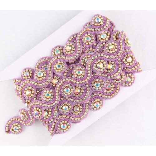 1Yard Artificial Clear Crystal Rhinestone Chain Applique Trim Bridal Costume Beaded Trim Rhinestone Button Trim For Hair/Dress