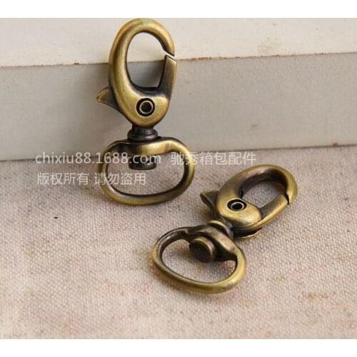 10pcs/lot Vintage Metal Luggage bag Dog buckle Snap hook,Bag hanger Lobster Clasp DIY Sewing handmade Key chain buttons LW0662