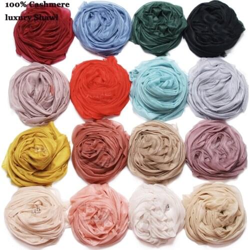 100% Ring Cashmere Scarf Women Luxury Brand Pashmina Fashion Solid Summer Thin Shawl Ladies Long Soft Warm 100*230cm Beautiful