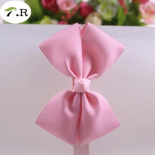 100pcs/lot Wholesale elastics headband with grosgrain bow, 123 pearl pink, custom color is ok