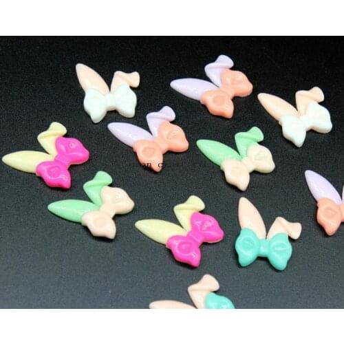 200pcs 24mm rabbit bunny ear Flat Back Resin Cabochon Deco DIY Decoration, Gift making 1" mix color cabs