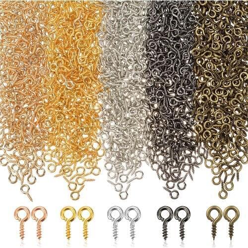 200pcs/lot Small Tiny Mini Eye Pins Eyepins Hooks Eyelets Screw Threaded Gold Clasps Hooks Jewelry Findings For Making DIY