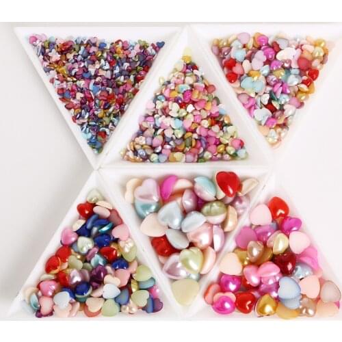 50-300pcs DIY Jewelry Craft Scrapbook Decoration ABS Imitation Pearl Beads Flatback Heart Shape Plastic Beads