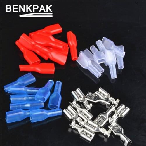 50set 6.3mm BRASS Crimp Terminal Female Spade Connector + Case