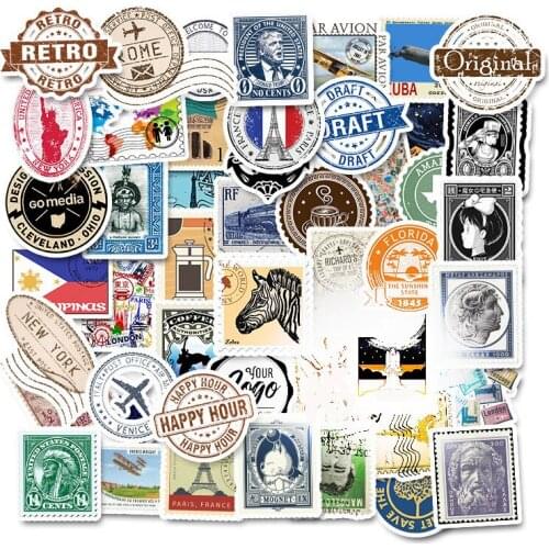 50Pcs Creative Postmark Stamp Style Stickers Of Popular City Paris New York London Rome For Cars, Laptops, Refrigerators